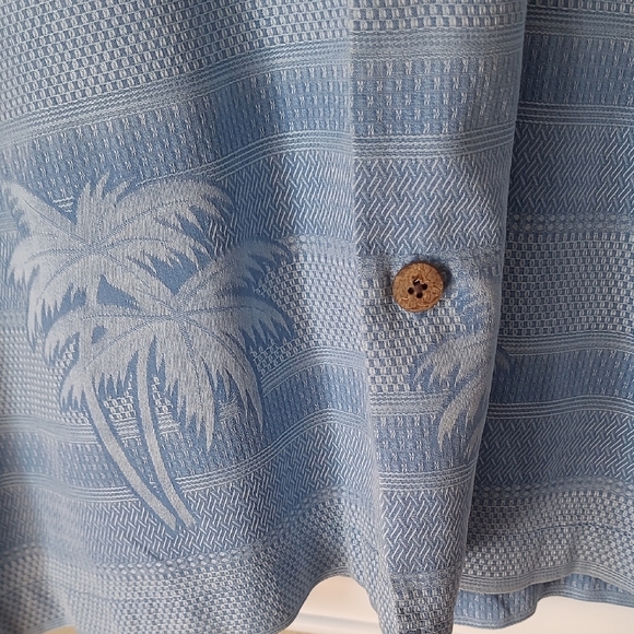 Tommy Bahama Silk Hawaiian Blue Palm Print Shirt - Picture 8 of 10